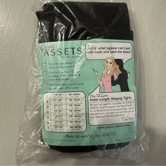 Assets by Sara Blakely Women’s Black Ankle Length Shaping Tights Sz 3, 849B NWT - Picture 6 of 6